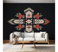 Western Aztec Wallpaper for Living Room, Geometric Tribal Native American Wall Mural for Bedroom 200x140 cm, Non-Woven Photo Wallpaper, Home Decor D&O16