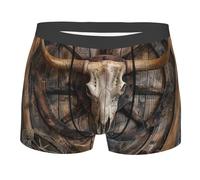 Western Barn Country Cow Skull Ranch Cowboy Texas Rustic Mens Underpants With Elastic Waistband Underwear Breathable Trunks For Everyday Wear Leisure Sports M