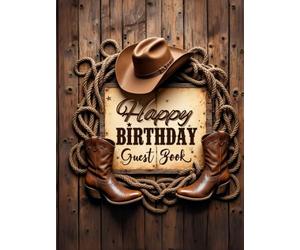 Western Birthday Hardcover Guest Book 2: Rustic Cowboy Party Sign-In Book: Capture signatures, wishes, and fun memories with this cowboy-inspired ... gift tracker, photo spaces, and note pages