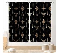 Western Blackout Curtains, Southwest Tribal Aztec Bull Skull Cowboy Theme Rustic Rural Western Boho Curtains for Bedroom Living Room Kitchen Farmhouse Decor Drapery Treatments 2 Panels, 42"x63" Inch