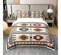 Western Boho 100 Percent Cotton Duvet Cover Single,Aztec Bedding Set,Ethnic Tribal Arrow Comforter Cover,Western Room Decor Southwestern Cowboys Quilt Cover with 1 Pillowcase Bedroom Decor