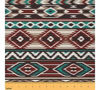 Western Boho Fabric by The Yard,Southwestern Aztec Upholstery Fabric,Ethnic Tribe Indoor Outdoor Fabric Retro Vintage Geometric DIY Waterproof Fabric,Burgendy Blue,2 Yards