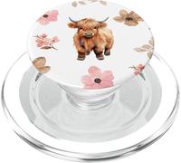 Western Boho Highland Cow Floral Cute Cows Country Girl PopSockets PopGrip for MagSafe