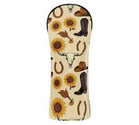 Western Boho Skull Country Cowboy Golf Club Head Cover Set Premium Leather Headcovers with Number Tags for Driver Hybrid and Fairway Woods