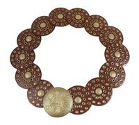 Western-Boho Wide-Disc-Belt for Women PU-Leather Hollow Concho Waist Belt for Dress Jeans