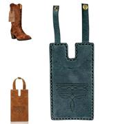 Western Boot Wallet with Snap Fastening, Ultra-Slim Handcrafted Leather Boot Card Sleeve, Compact Cowboy Boot Wallet for Outdoor Activities, Stylish, Vintage (Green)