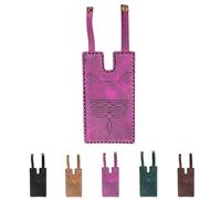 Western Boot Wallet with Snap Strap,Handcrafted Slim Leather Card Holder for Boots, Compact Travel Wallet for Men & Women (Pink)