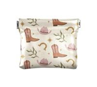 Western Boots Boho Scotland PU Leather Small Coin Fancy Personal Items Organizer for Women Boys Girls, Western Boots Boho Scotland, 4.33"(L) x 3.74"(W) x 0.39"(H), Classic