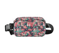Western Boots Design Boho Scotland Women Men Cute Waist Pack Crossbody Bag for Travel Gym Work, Flamingo Christmas Pink, One Size