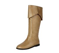Western Boots, Medieval Pirate Boots, Gothic Boots for Men and Women Pulling the Calf, Flat Jazz Boots, Knight Boots, khaki, 10 UK