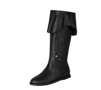 Western Boots, Medieval Pirate Boots, Gothic Boots for Men and Women Pulling the Calf, Flat Jazz Boots, Knight Boots, black, 12 UK