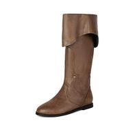 Western Boots, Medieval Pirate Boots, Gothic Boots for Men and Women Pulling the Calf, Flat Jazz Boots, Knight Boots, brown, 2/2.5 UK