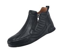 Western Boots Men's Ankle Boots 2025, Winter Mid Top Boots, Men's Zipper Snow Boots, Foreign Trade Large Size Handmade Casual Men's Winter Boots, Men's Casual Ankle Boots Leather, black, 8 UK