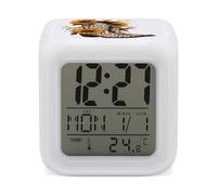 Western Boots with Leopard Print Sunflwer Digital Alarm Clock for Bedside