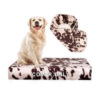Western Brown Cow Print Faux Cowskin Dog Bed Covers Soft Replacement Washable, Dog Bed Liner, Pet Bed Slip Cover 35x44 Inches, for Dog/Cat, Cover Only (Brown, 35 x 44 x 6)