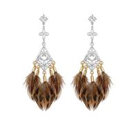 Western Brown Feather Earrings for Women Vintage Borwn Feather Dangle Earring Boho Long Handmade Cowgirl Feathers Drop Earrings Western Jewelry Gifts, One Size, Feather, No Gemstone