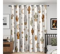 Western Cactus Curtains Blackout, 90x108 Inch 2 Panels - Moon Star Southwestern Pattern Black Out Curtains, Home Decor, 108 Drop Eyelet Window Drapes for Bedroom, Living Room A&BD226