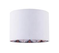 Western Cactus Themed White Linen Lamp Shade with Inner Blue and Orange Vibrant Print | 18cm x 25cm | for Pendant or Lamp Bases by Happy Homewares