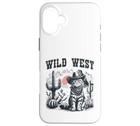 Western Cat Desert Landscape Retro Graphic Case for iPhone 16 Plus