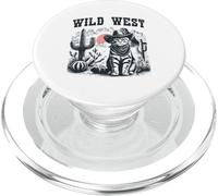 Western Cat Desert Landscape Retro Graphic PopSockets PopGrip for MagSafe