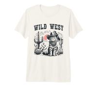Western Cat Desert Landscape Retro Graphic Premium T-Shirt
