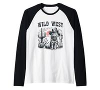 Western Cat Desert Landscape Retro Graphic Raglan Baseball Tee
