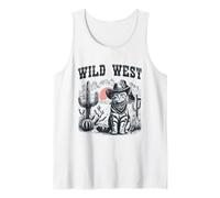 Western Cat Desert Landscape Retro Graphic Tank Top