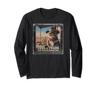 Western Cat with Banjo on Porch Rustic Country Music Vibes Long Sleeve T-Shirt