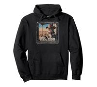 Western Cat with Banjo on Porch Rustic Country Music Vibes Pullover Hoodie