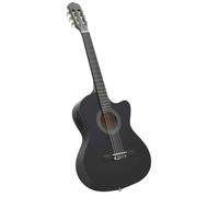 Western Classical Cutaway Guitar with Equalizer 6 Strings Black | Solid basswood body,hard plastic buttons,fingerboard,4-band EQ,65 cm scale,loudspeaker box connection