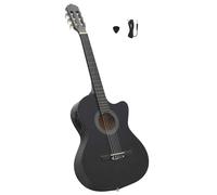 vidaXL Western Acoustic Cutaway Guitar with Equaliser 6 Strings Western Guitar Acoustic Guitar Concert Guitar String Instrument Musical Instrument Black