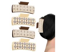 Western Claw Clips | 4X Non-Slip PU Leather Jaw Clips,Big Clips, Strong Grip Hair Catch for Women and Girls, Hair Accessories for Thin Hair
