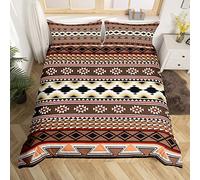 Western Comforter Cover Vintage Geometry Duvet Cover,Boho Western Bedding Sets Double Western Bed Set,Western Home Decor Rustic Farmhouse,Aztec Bedding Double Native American Decor Burnt Sienna