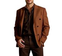 Western Cord Jacket Men's Vintage Cowboy Suit with Double Breasted Thick Thermal Corduroy Jacket Men Elegant Casual Jacket Bodycon Plain Tuxedo Formal Business Suit Jacket, O coffee., XL