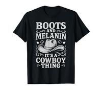 Western Country Texas Rodeo Black Cowboy Boots and Melanin T-Shirt