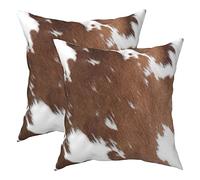 Western Cow Hide Print Throw Pillows Cover 20x20 Inch Brown Cowhide Faux Fur Pillow Covers Set of 2 Soft Farm Animal Skin Pillowcase Decorative Cusion Cover for Outdoor Home Couch Bed Sofa Decor
