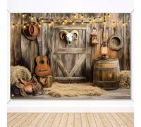 Western Cowboy Backdrop, 7x5 ft Wild West Party Decorations Rustic House Barn Background Rodeo Decor Banner Western Themed Photography Props for Birthday Party Supplies