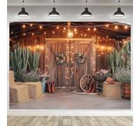 Western Cowboy Backdrop Western Party Decorations Wild West Vintage Wooden Rustic Wooden House Barn Photography Background for Kids Boy Children Boy Baby Birthday Banner Photo Booth 7x5 FT, Multi6