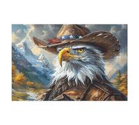 Western Cowboy Bald Eagle 1000 Piece Complete DIY Jigsaw Puzzle Doll Animal Pet Collectors Mind Relaxation Educational Decorative Puzzle Gifts for Adults Recycled Cardboard 1000 PCS