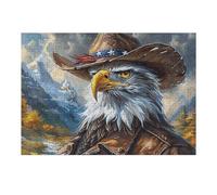Western Cowboy Bald Eagle 300 Pieces Set Classic Jigsaw Puzzle Couple Puzzle Partners Mind Relaxation Wall Decor Easter New Year Recycled Cardboard 300 PCS/40x28cm