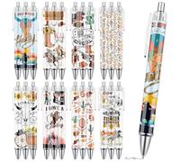 Western Cowboy Ballpoint Pens - 24PCS Cute Cowboy Print Pens Set Horse Cow Skull Smooth Writing Pens Retractable Boots Hat Pen for School Office Supplies for Women Teacher Birthday Gifts