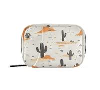 Western Cowboy Boho Cactus Cowboy Vast Wilderness Medicine Bag for Traveling with Detachable Compartments Reusable Daily Pill Organizer for Purse