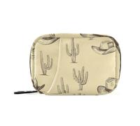 Western Cowboy Boho Cactus Hat Yellow Medicine Bag Organizer with Removable Compartments Reusable Daily Pill Box for Handbag