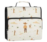 Western Cowboy Boho Cactus Vast Wilderness 3 Ringing 1.5 inch Documents Files Storage Bag with Handle Multi-Pocket for