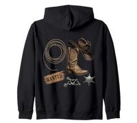 Western Cowboy Boot Sheriff Badge Country Style Outfit Zip Hoodie