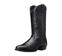 Western Cowboy Boots Men | Brown Leather Stylish Embroidered Middle Heel Boot Classic Vintage Pointed Toe Mid Calf Boots Comfortable Durable Viking Shoes Sport Casual Cuban Heel Bootie