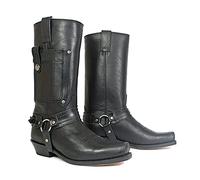 Western Cowboy Boots Men's Boots Square Toe PU Leather Boots Vintage Steampunk Rider Shoes Low Heel Mid Tube Rider Horse Motorcycle Boots for Cos, Black, 8.5 UK