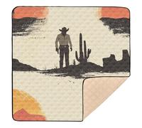 Western Cowboy Cactus Boots Gun Spurs Vast Desert Sparkling Soft Thick Baby Activity Play Mat for Floor Washable Infant Play Mat for Baby Toddler Infant, 50'' x 50''