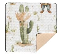 Western Cowboy Cactus Cowboy West Ranch Cute Foldable Baby Play Mat for Indoor Outdoor Washable Baby Kick Crawling Mat for Baby Toddler Infant, 50'' x 50''