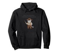 Western Cowboy Cat Hold On Partner I'm Overstimulated Meme Pullover Hoodie